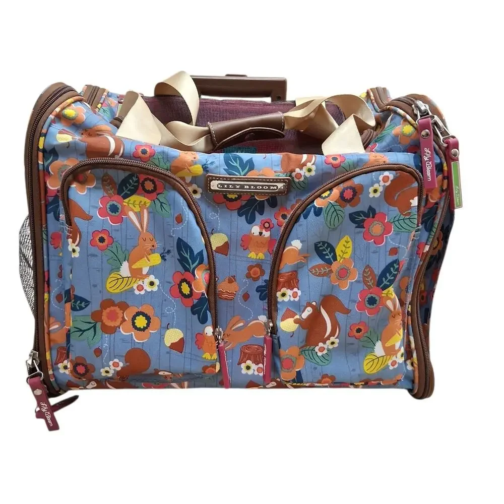 LILY BLOOM Travel PET CARRIER Roller SM/MED Forest Squirrel